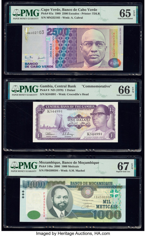 Cape Verde, Gambia and Mozambique Group Lot of 3 Graded Examples PMG Gem Uncircu...