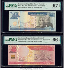 Dominican Republic Banco Central de la Republica Dominicana 2000; 1000 Pesos Oro 2010; 2011 Pick 181c; 187a Two Examples PMG Superb Gem Unc 67 EPQ; Ge...