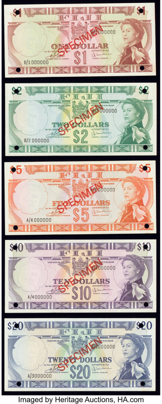 Fiji 1974 Specimen Set of 5 Examples About Uncirculated-Crisp Uncirculated. Barn...