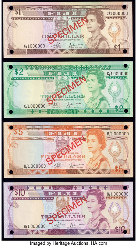 Fiji 1980 Specimen Set of 4 Examples About Uncirculated-Crisp Uncirculated. Pick...