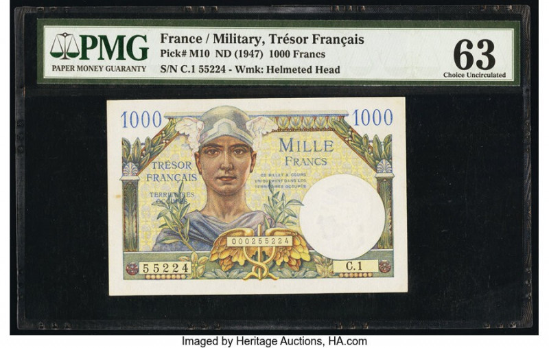 France Tresor Francais 1000 Francs ND (1947) Pick M10 PMG Choice Uncirculated 63...
