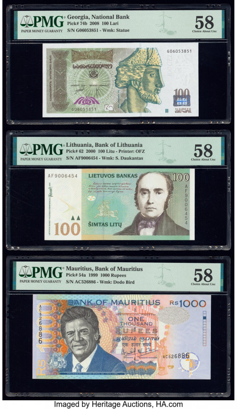 Georgia, Lithuania and Mauritius Group Lot of 3 Graded Examples PMG Choice About...