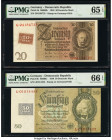 Germany Democratic Republic Treasury 20; 50 Deutsche Mark 1948 Pick 5b; 6b Two Examples PMG Gem Uncirculated 65 EPQ; Gem Uncirculated 66 EPQ. 

HID098...