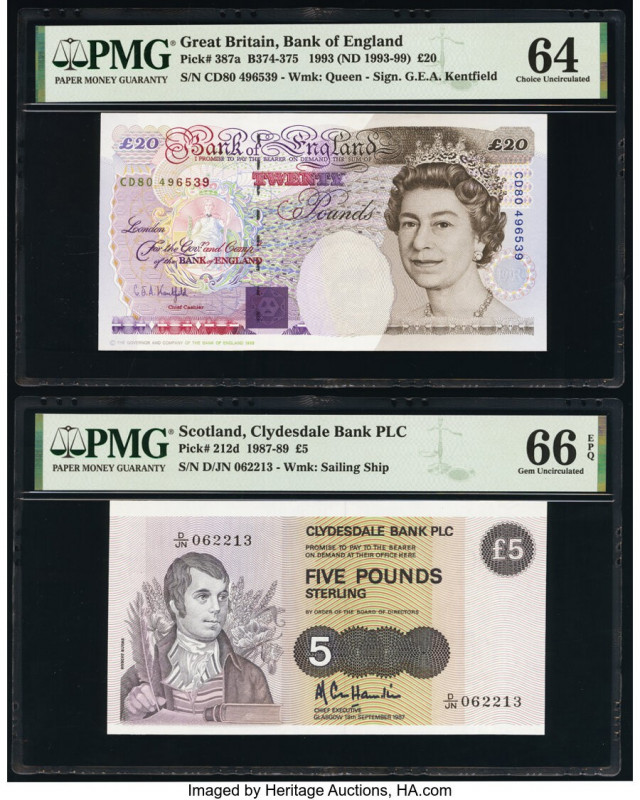 Great Britain Bank of England 20 Pounds 1993 (ND 1993-99) Pick 387a PMG Choice U...