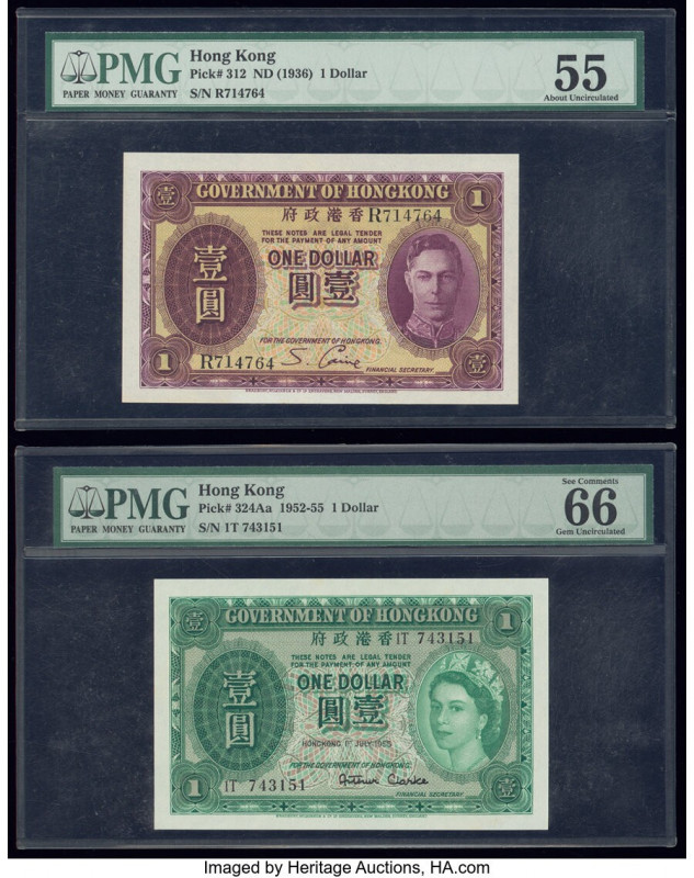 Hong Kong Government of Hong Kong 1 Dollar ND (1936); 1.7.1955 Pick 312; 324Aa T...