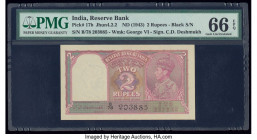 India Reserve Bank of India 2 Rupees ND (1943) Pick 17b Jhun4.2.2 PMG Gem Uncirculated 66 EPQ. Staple holes at issue.

HID09801242017

© 2020 Heritage...