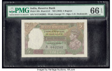 India Reserve Bank of India 5 Rupees ND (1943) Pick 18b Jhun4.3.2 PMG Gem Uncirculated 66 EPQ. Staple holes at issue.

HID09801242017

© 2020 Heritage...