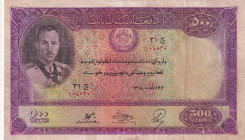 Afghanistan, 500 Afghanis, 1939, VF, p27
VF
There are stains and openings.
Estimate: $750-1500