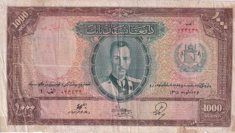 Afghanistan, 1.000 Afghanis, 1939, FINE, p27A
FINE
There are tapes openings an...