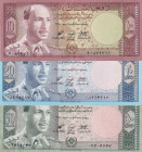 Afghanistan, 10-20-50 Afghanis, 1961, p37; p38; p39, (Total 3 banknotes)
10 Afghanis, XF(+); 20 Afghanis, AUNC; 50 Afghanis, XF(-), there is a tear
...