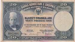 Albania, 20 Franka Ari, 1926, VF(+), p3
VF(+)
Stained
Estimate: $25-50