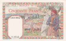 Algeria, 50 Francs, 1942, UNC(-), p87
UNC(-)
Estimate: $75-150