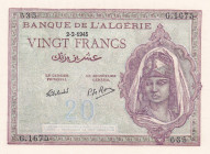 Algeria, 20 Francs, 1945, UNC, p92b
UNC
Light handling
Estimate: $50-100