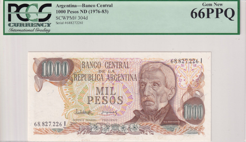 Argentina, 1.000 Pesos, 1976/1983, UNC, p304d
UNC
PCGS 66 PPQ
Estimate: $25-5...