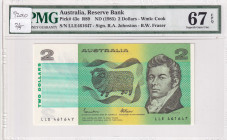 Australia, 2 Dollars, 1985, UNC, p43e
UNC
PMG 67 EPQ
Estimate: $75-150