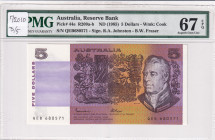 Australia, 5 Dollars, 1985, UNC, p44e
UNC
PMG 67 EPQ, High condition 
Estimate: $100-200