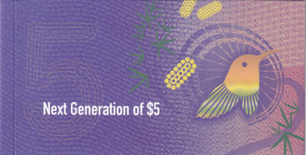 Australia, 5 Dollars, 2016, UNC, p62, FOLDER
UNC
Queen Elizabeth II. Potrait, Polymer plastics banknote
Estimate: $15-30