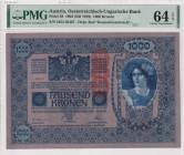 Austria, 1.000 Kronen, 1919, UNC, p59
UNC
PMG 64 EPQ, Overprint: "DEUTSCHOSTERREICH" 
Estimate: $25-50