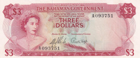 Bahamas, 3 Dollars, 1965, UNC(-), p19a
UNC(-)
Queen Elizabeth II. Potrait
Estimate: $35-70