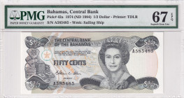 Bahamas, 1/2 Dollar, 1984, UNC, p42a
UNC
PMG 67 EPQ, High condition , Queen Elizabeth II. Potrait
Estimate: $30-60