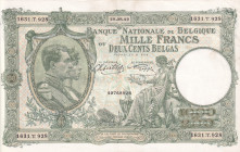 Belgium, 1.000 Francs-200 Belgas, 1942, XF, p110
XF
Estimate: $20-40