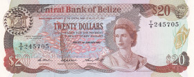 Belize, 20 Dollars, 1987, UNC, p49b
UNC
Queen Elizabeth II. Potrait
Estimate: $400-800