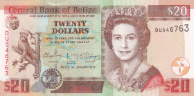 Belize, 20 Dollars, 2017, UNC, p69f
UNC
Queen Elizabeth II. Potrait
Estimate: $25-50