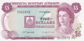 Bermuda, 5 Dollars, 1981, UNC, p29b
UNC
Queen Elizabeth II. Potrait
Estimate: $150-300