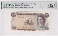 Bermuda, 50 Dollars, 1974, UNC, p32a
UNC
PMG 65 EPQ, Queen Elizabeth II. Potrait
Estimate: $2500-5000