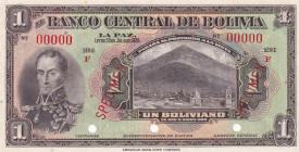 Bolivia, 1 Boliviano, 1928, UNC, p118s, SPECIMEN
UNC
Estimate: $100-200