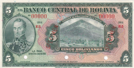 Bolivia, 5 Bolivianos, 1928, UNC, p120s, SPECIMEN
UNC
Estimate: $150-300