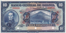 Bolivia, 10 Bolivianos, 1928, UNC, p121s, SPECIMEN
UNC
Estimate: $200-400