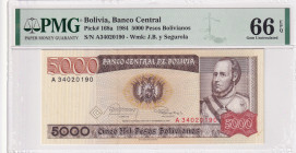 Bolivia, 5.000 Pesos Bolivianos, 1984, UNC, p168a
UNC
PMG 66 EPQ
Estimate: $25-50
