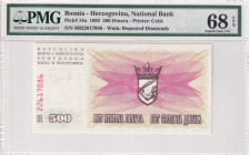 Bosnia - Herzegovina, 500 Dinara, 1992, UNC, p14a
UNC
PMG 68 EPQ, High Condition 
Estimate: $25-50
