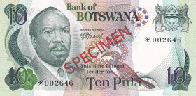 Botswana, 10 Pula, 1976, UNC, p4a1, SPECIMEN
UNC
Estimate: $40-80
