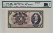 Brazil, 20 Mil Reis, 1923, UNC, p116fp/p117fp, PROOF
UNC
PMG 66 EPQ
Estimate: $200-400