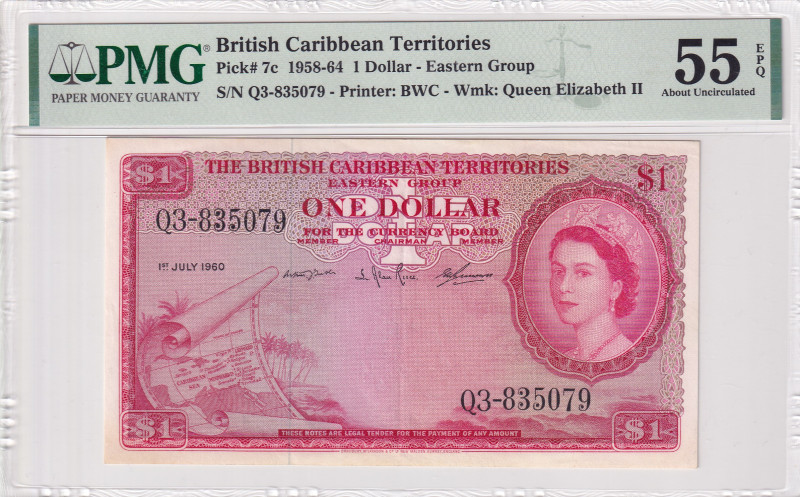 British Caribbean Territories, 1 Dollar, 1960, AUNC, p7c
AUNC
PMG 55 EPQ, Quee...