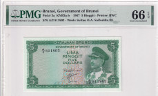 Brunei, 5 Ringgit, 1967, UNC, p2s
UNC
PMG 66 EPQ
Estimate: $75-150