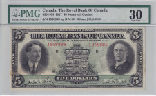 Canada, 5 Dollars, 1927, VF, pS1383
VF
PMG 30, Royal Bank of Canada
Estimate: $250-500