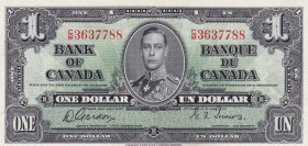 Canada, 1 Dollar, 1937, UNC(-), p58b
UNC(-)
King George VI Portrait
Estimate: $50-100