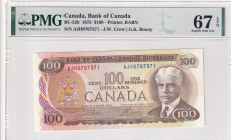 Canada, 100 Dollars, 1975, UNC, p91b
UNC
PMG 67 EPQ
Estimate: $350-700