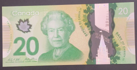 Canada, 20 Dollars, 2012, UNC, p108
UNC
Queen Elizabeth II portrait, Polymer plastic banknote
Estimate: $25-50