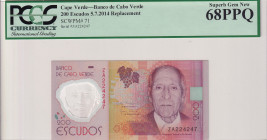 Cape Verde, 200 Escudos, 2014, UNC, p71, REPLACEMENT
UNC
PCGS 68 OPQ, High Condition
Estimate: $30-60
