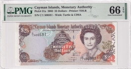 Cayman Islands, 25 Dollars, 2003, UNC, p31a
UNC
PMG 66 EPQ, Queen Elizabeth II. Potrait
Estimate: $75-150