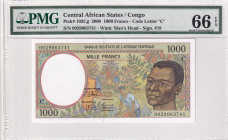 Central African States, 1.000 Francs, 2000, UNC, p102Cg
UNC
"C'' Congo
Estimate: $30-60