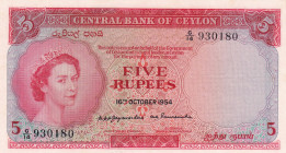 Ceylon, 5 Rupees, 1954, UNC, p54a
UNC
Queen Elizabeth II. Potrait
Estimate: $2250-4500