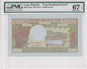 Congo Republic, 10.000 Francs, 1971, UNC, p1pp1
UNC
PMG 67 EPQ, High condition , Front Progressive Proof
Estimate: $250-500