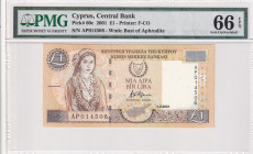 Cyprus, 1 Pound, 2001, UNC, p60c
UNC
PMG 66 EPQ
Estimate: $25-50