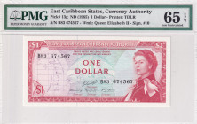 East Caribbean States, 1 Dollar, 1965, UNC, p13g
UNC
PMG 65 EPQ, Queen Elizabeth II. Potrait
Estimate: $40-80