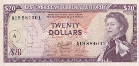 East Caribbean States, 20 Dollars, 1965, VF, p15h
VF
Queen Elizabeth II. Potrait
Estimate: $40-80
